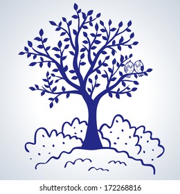 Illustration Of Silhouette Beautiful And Simple Tree