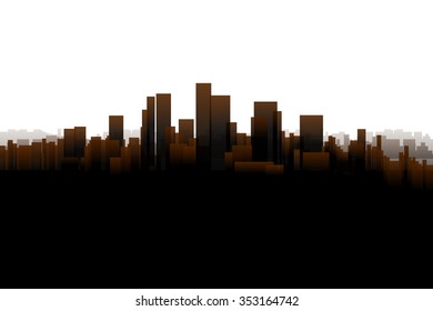 illustration of silhouette of the big city on white background