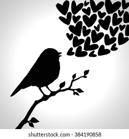 Illustration with silhouette of bird