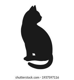 illustration of a silhouette of a black cat on a white background