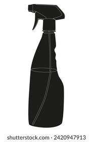 Illustration of a silhouette of a bottle with liquid with a sprayer