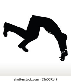 illustration in silhouette of businessman falling