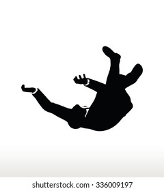 illustration in silhouette of businessman falling