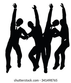 illustration in silhouette of  businessman hanging