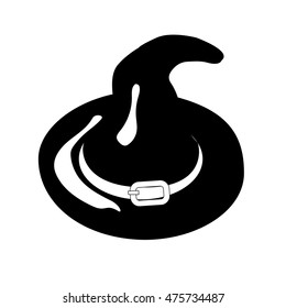 Illustration silhouette of a cartoon black witch's hat
