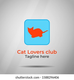 Illustration of  silhouette cat logo with gradient for shop or business and company