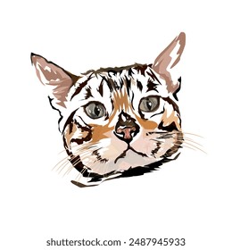 illustration of a silhouette of a cat's head without a background
