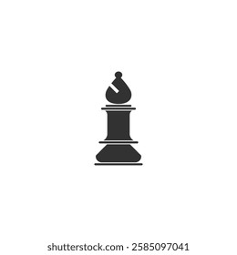 Illustration of a silhouette chess bishop piece, isolated with a clean white background, emphasizing chess strategy and organization.