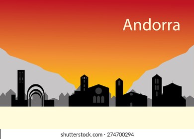  Illustration of silhouette of the city of Andorra