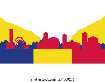  Illustration of silhouette of the city of Andorra