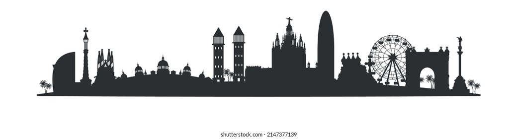 Illustration of a silhouette of a city Barcelona.