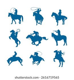 illustration silhouette cowboy collection set