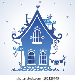 illustration silhouette creative fairytale hut