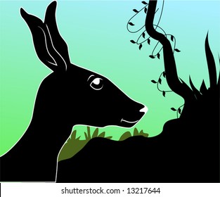 Illustration of a silhouette of deer	