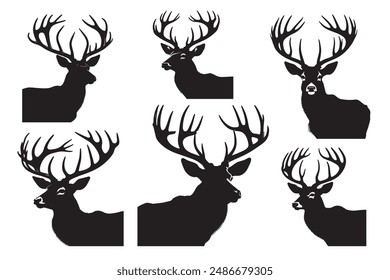 Illustration of a silhouette of a deer head with antlers