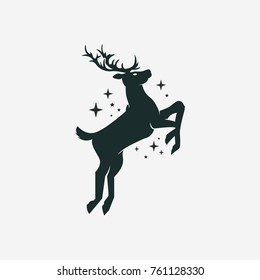 Illustration of the silhouette of a deer with stars