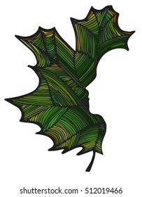 Illustration of the silhouette of the face on the maple leave