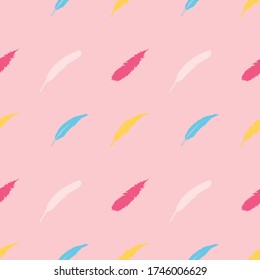 illustration silhouette feather design for seamless pattern vector with colorful tone and pastel color with background