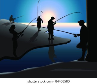 Man Woman Fishing Images Stock Photos Vectors Shutterstock