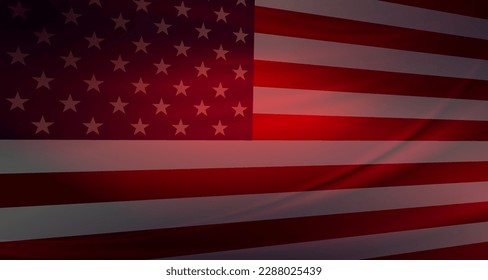Illustration with silhouette of the flag of America, Independence Day