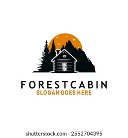 Illustration silhouette of forest cabin Logo Design