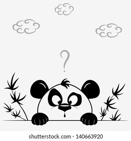 Illustration of silhouette funny cute panda