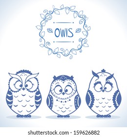 illustration silhouette funny owls