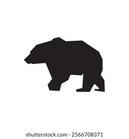 Illustration of silhouette grizzly shape design icon, wildlife animal silhouette illustration, dangerous area sign symbol design illustration. 