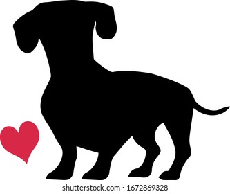 Illustration of a dog´s silhouette with a heart