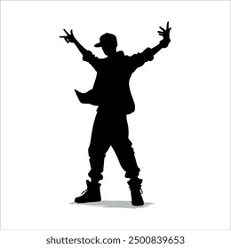 
Illustration silhouette of hip hop dancer.