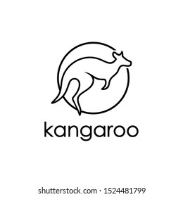 Illustration silhouette kangaroo animal vector logo design template.