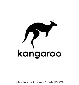 Illustration silhouette kangaroo animal vector logo design template.