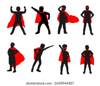 illustration silhouette of kid superhero collection