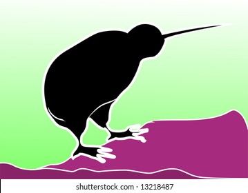 Illustration of a silhouette of a kiwi	