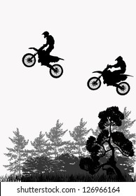 illustration with silhouette of man on motorcycle