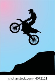 illustration with silhouette of man on motorcycle