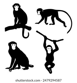 illustration silhouette monkey good for logo, silhouette set monkey.