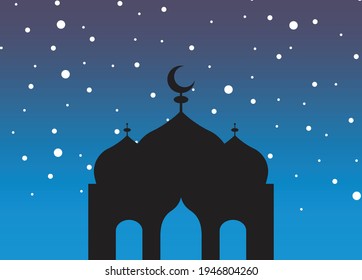An illustration of silhouette mosque with gradient background