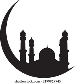 Illustration of Silhouette Mosque Vector in Flat Style Isolated Wihte