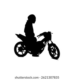 Illustration of Silhouette of a Motorbike Rider