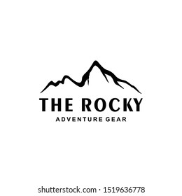 Illustration silhouette mountain with a high peak stone vintage logo design