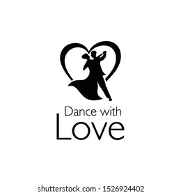 Illustration silhouette of a pair of dancing people at his wedding logo design