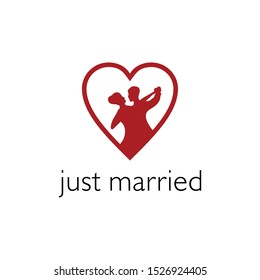Illustration silhouette of a pair of dancing people at his wedding