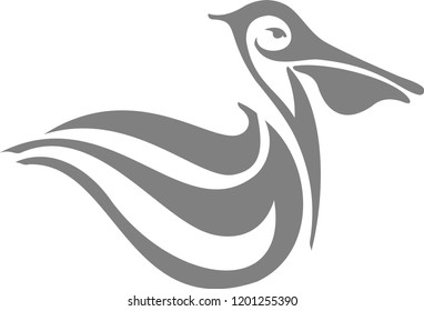 illustration silhouette of pelican