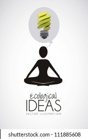 Illustration of silhouette of a person in the lotus position thinking, ecological illustrations, vector illustration