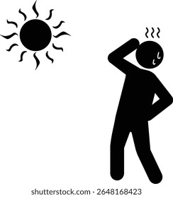 Ilustração de uma silhueta de uma pessoa que sofre de insolação forte