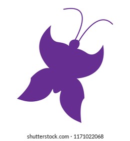 illustration. Silhouette of purple butterflies. White background