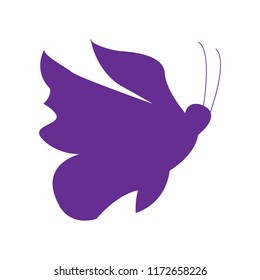 Illustration Silhouette Purple Butterflies White Background Stock ...