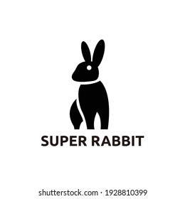 Illustration silhouette rabbit animal simple flat logo design vector 