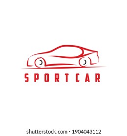 Illustration silhouette red sport car logo design transportation